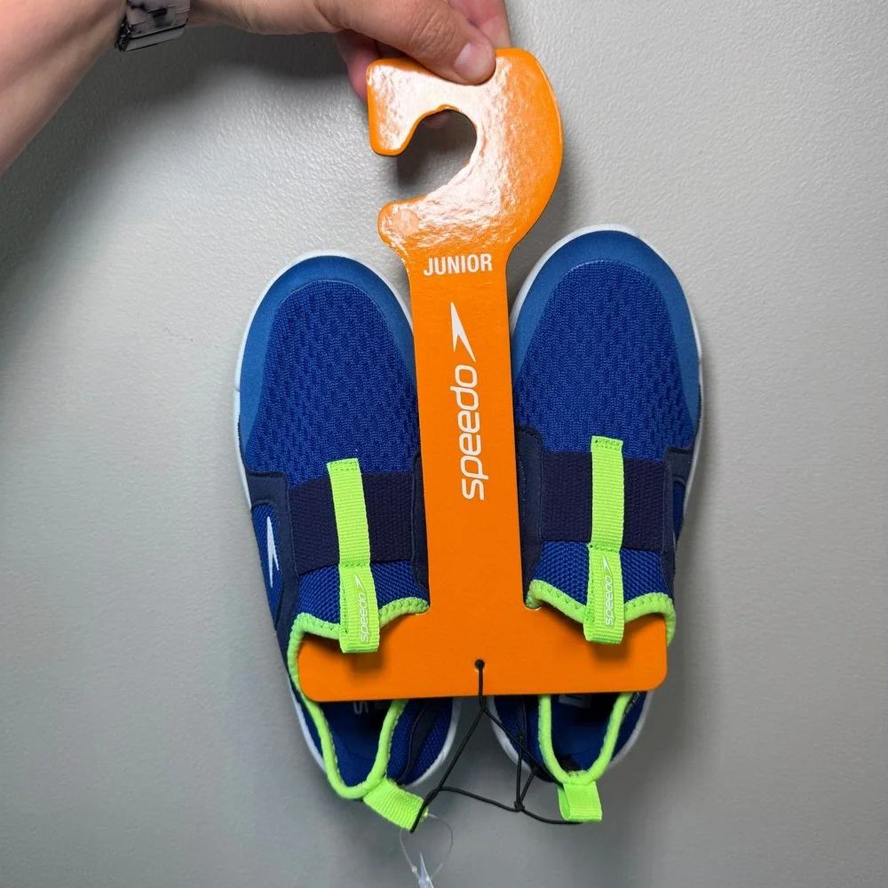 Speedo Junior Shore Explore 2.0 Blue Lime Green Water Shoes Kids Size M 2-3 NEW